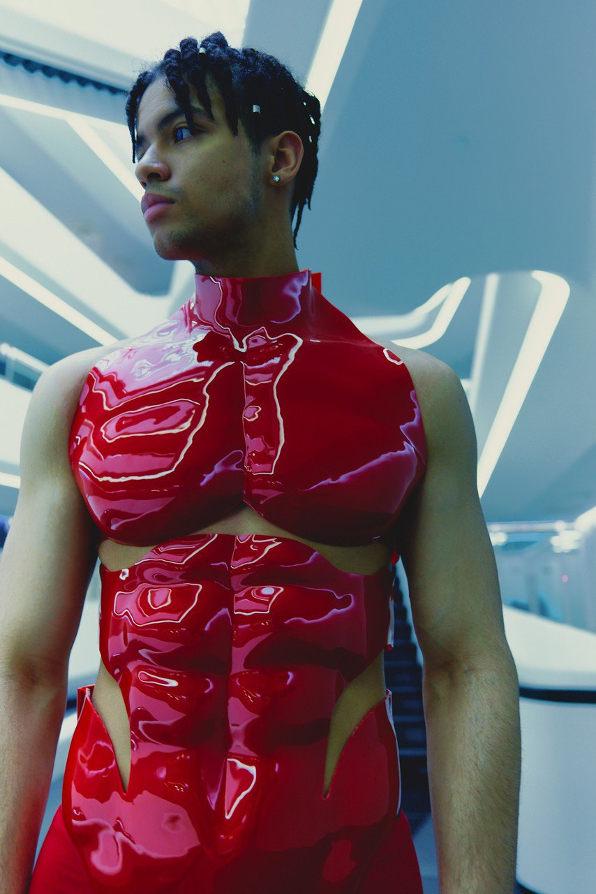 Futuristic male breastplate suit by ULTRANOVA – premium silicone design