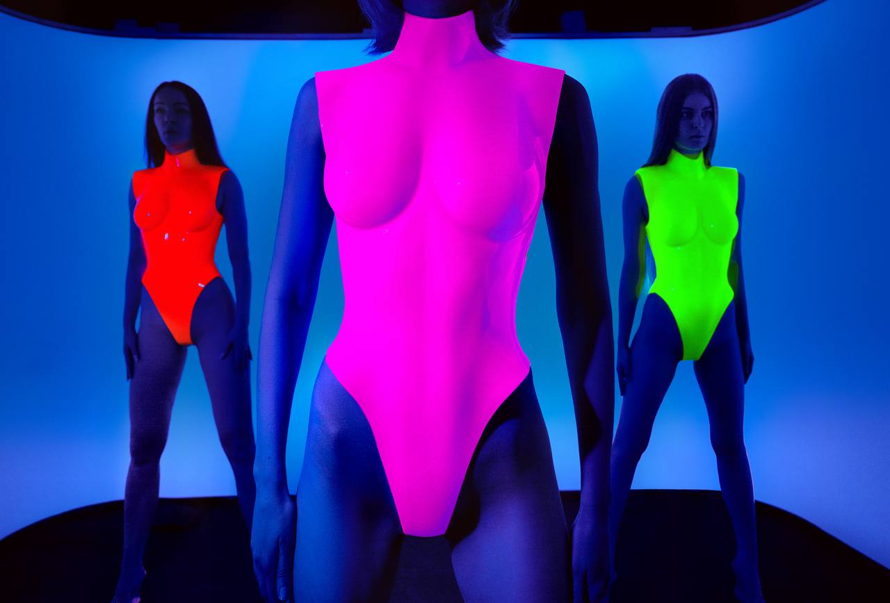 PREMIUM SILICONE BODYSUIT, CLASSIC BACK - ELECTRIC MULTICOLOR OPTIONS