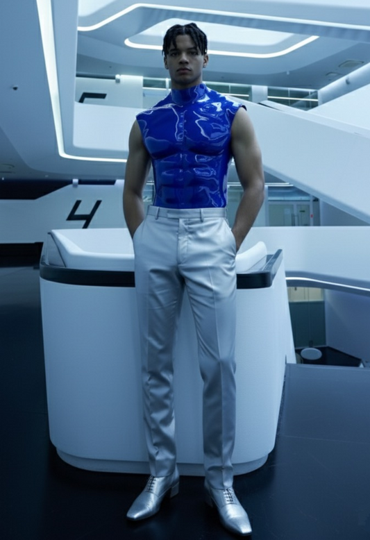 FLEXIBLE - PREMIUM SILICONE ANATOMICAL BREASTPLATE FOR MEN - COSMIC BLUE