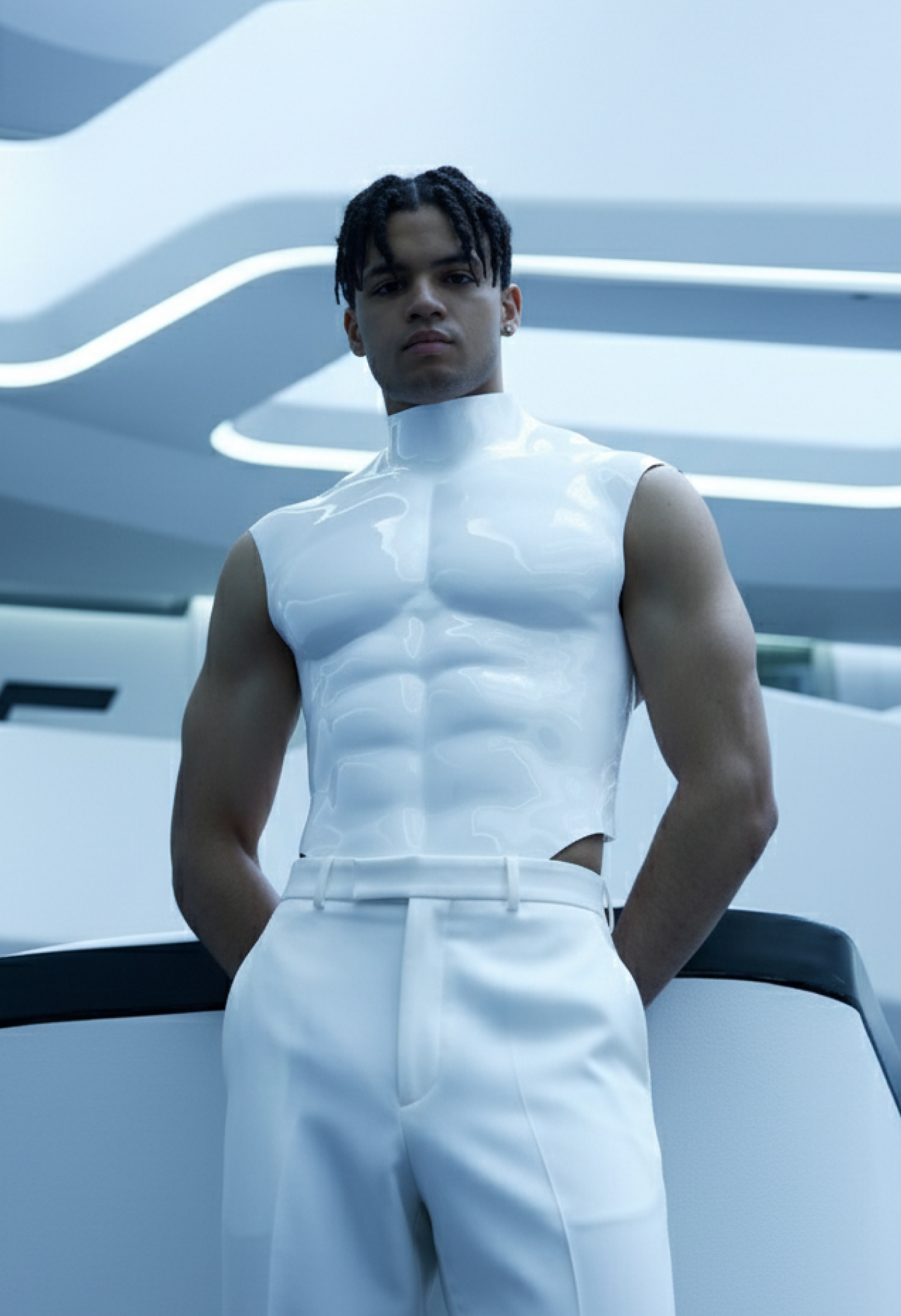 FLEXIBLE - PREMIUM SILICONE ANATOMICAL BREASTPLATE FOR MEN IN WHITE