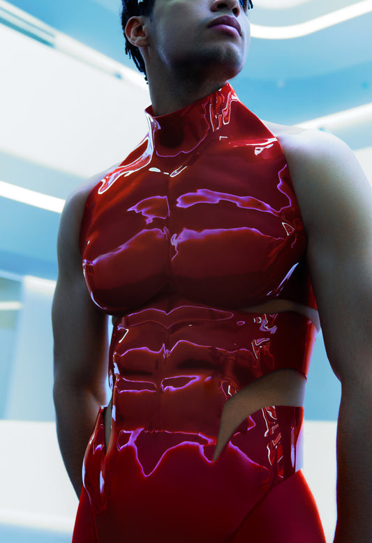 Anatomical Breastplate Bodysuit for Men in Red (The Single Copy)