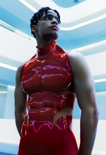 ACRYLIC CYBORG ANATOMICAL BREASTPLATE FOR MEN (RED)