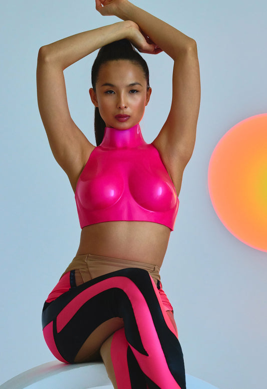 FLEXIBLE ANATOMICAL TOP IN GLITTER PINK (GLOWS IN UV)