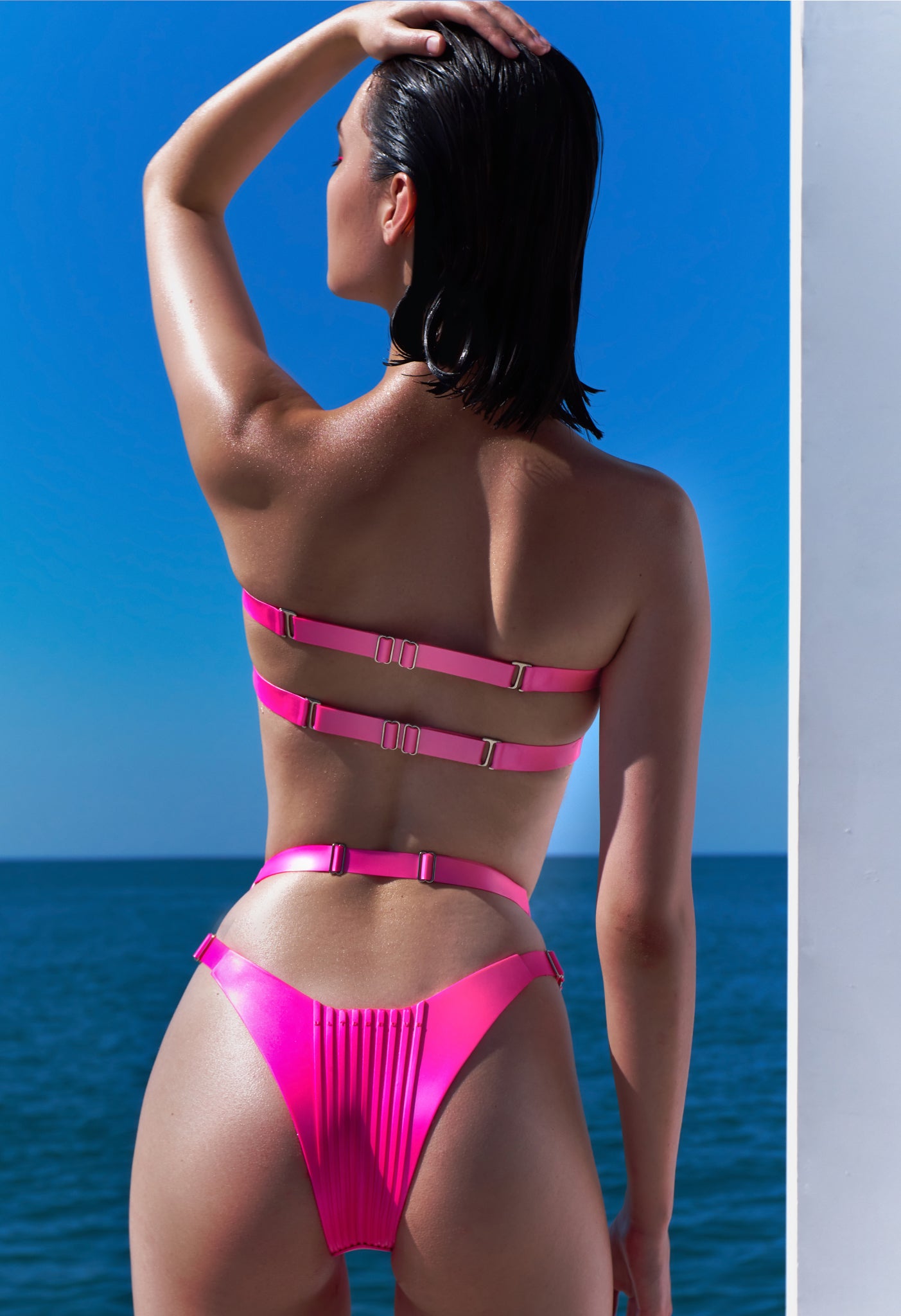 Futuristic Swimsuit, Flexible, Glows In Ultraviolet, Ultranova Swimsuit, Ultranova brand suit