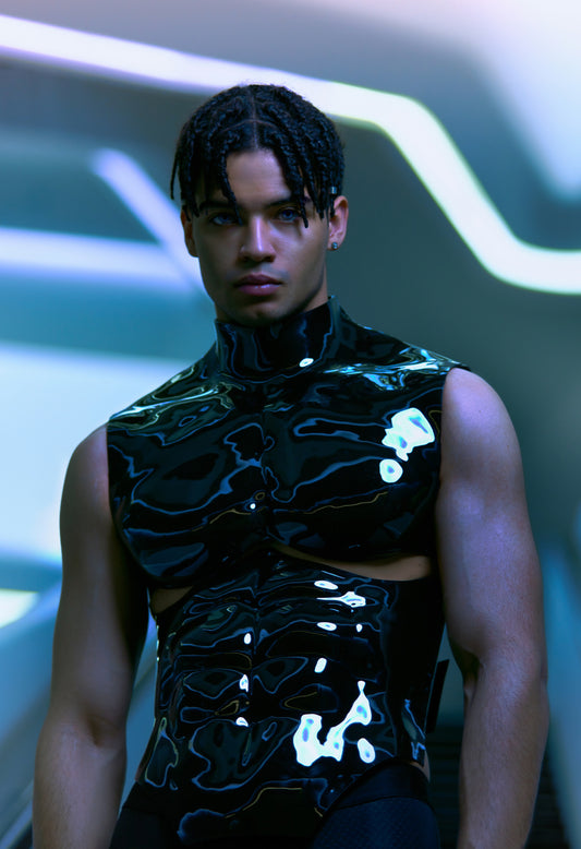 Flexible - Anatomical Futuristic Breastplate in Exclusive Black for Men