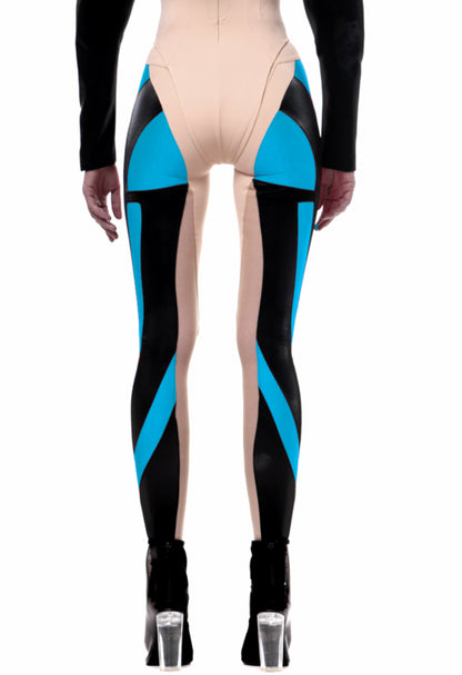 Leggings - Exclusive Black Metal Collection: Futuristic Leggings in Blue (Glows In Ultraviolet)