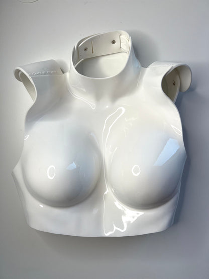 Flexible - The Upscale Anatomical Futuristic Cropped Breastplate in White