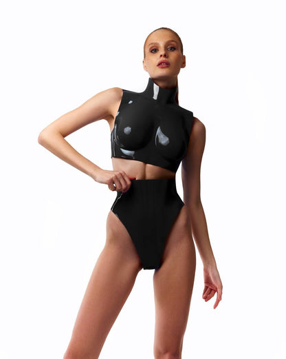 ACRYLIC ANATOMICAL BREASTPLATE & BIKINI BOTTOM (BLACK)