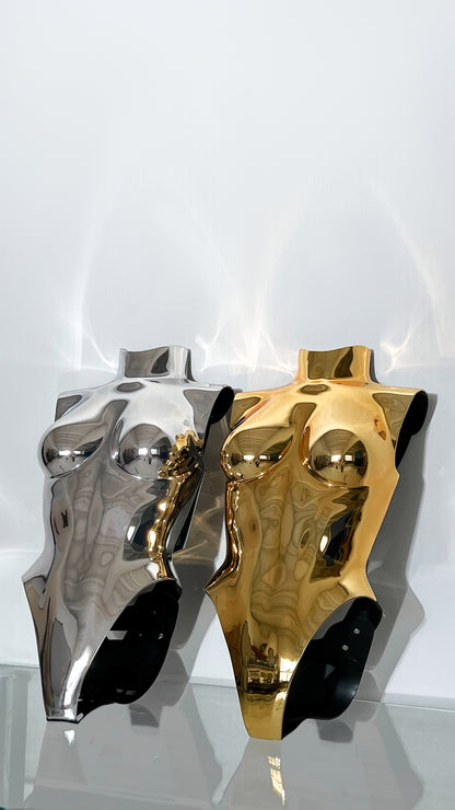 FUTURIST LACQUERED BREASTPLATE IN GOLD — HANDCRAFTED AVANT-GARDE ARMOR