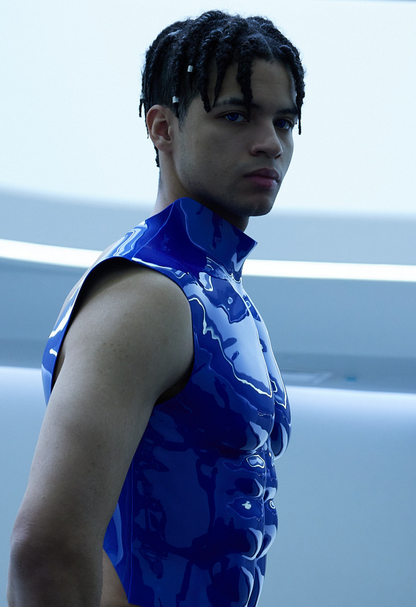 FLEXIBLE - PREMIUM SILICONE ANATOMICAL BREASTPLATE FOR MEN - COSMIC BLUE