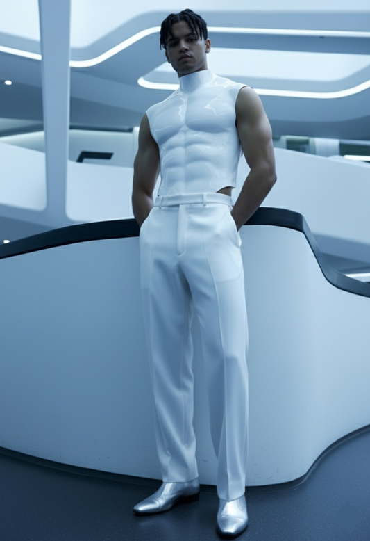 FLEXIBLE - PREMIUM SILICONE ANATOMICAL BREASTPLATE FOR MEN IN WHITE