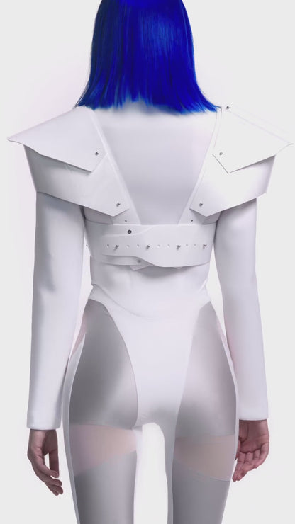 EXCLUSIVE FUTURISTIC CYBORG JACKET IN WHITE