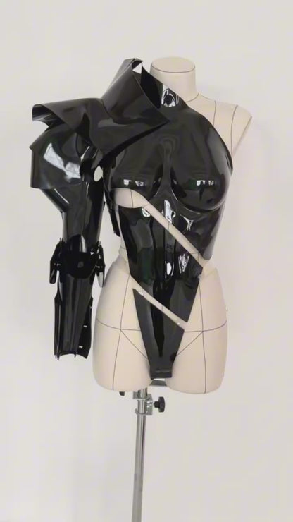 CYBORG ANATOMICAL BREASTPLATE & ARM IN BLACK (EXCLUSIVE DESIGN)